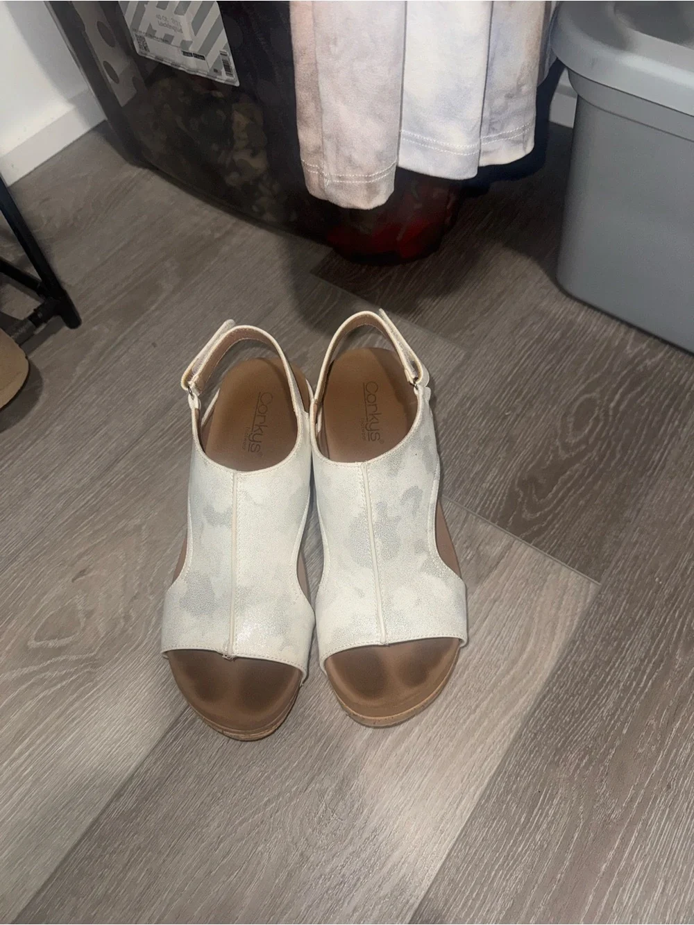 Corkys Cream Open-Toe Wedge Sandals
